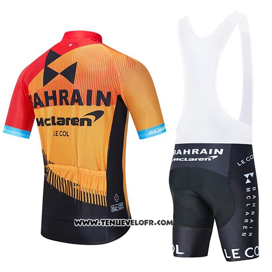 2020 Maillot Ciclismo Bahrain Mclaren Rouge Orange Noir Manches Courtes et Cuissard